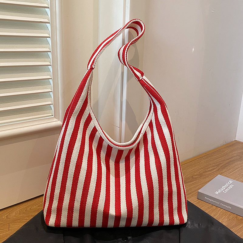 Damen Jute Tote Tasche mit stylisiertem Streifenmuster Nord Taschen