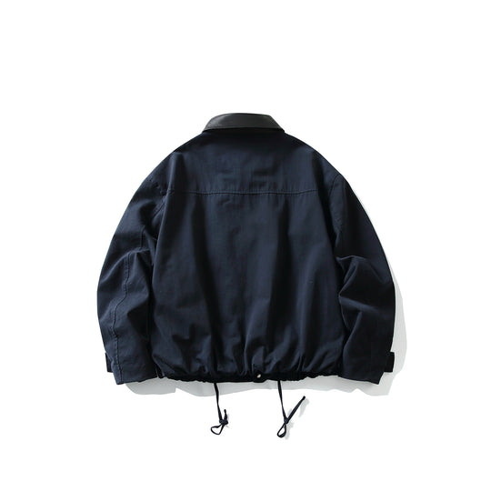 Herren Fieldjacke im Boxy‑Cut mit Lederkragen und Kordelzug Nord Taschen