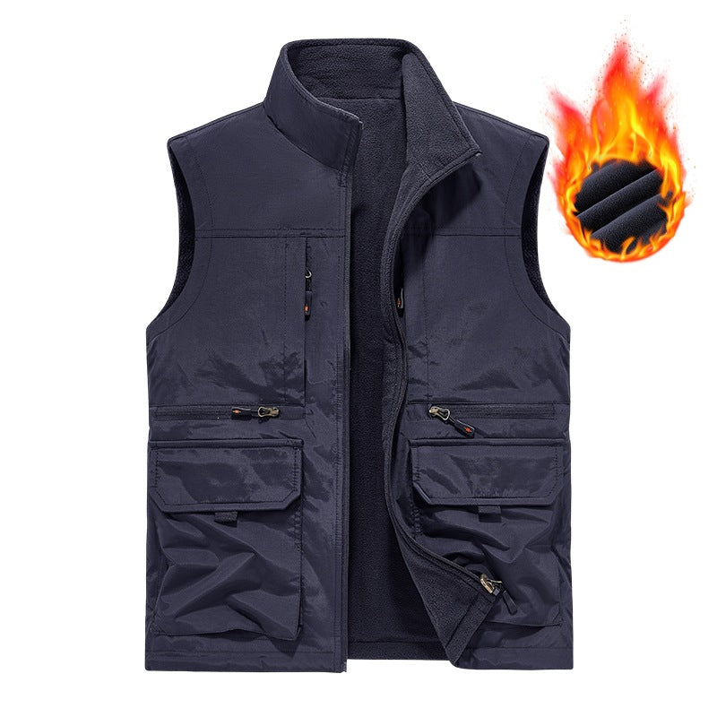 Herren Gefütterte Utility‑Weste mit Fleece‑Innenfutter, winddichter Außenlage und Multifachtaschen Nord Taschen