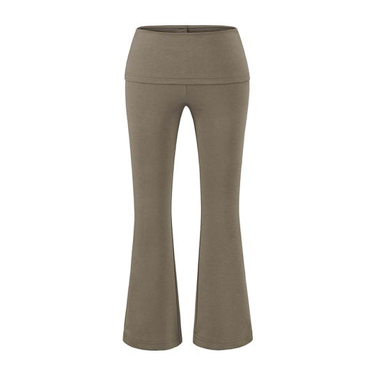 Damen Hochtaillierte Schlaghose mit Umschlagbund aus Stretch-Jersey Nord Taschen