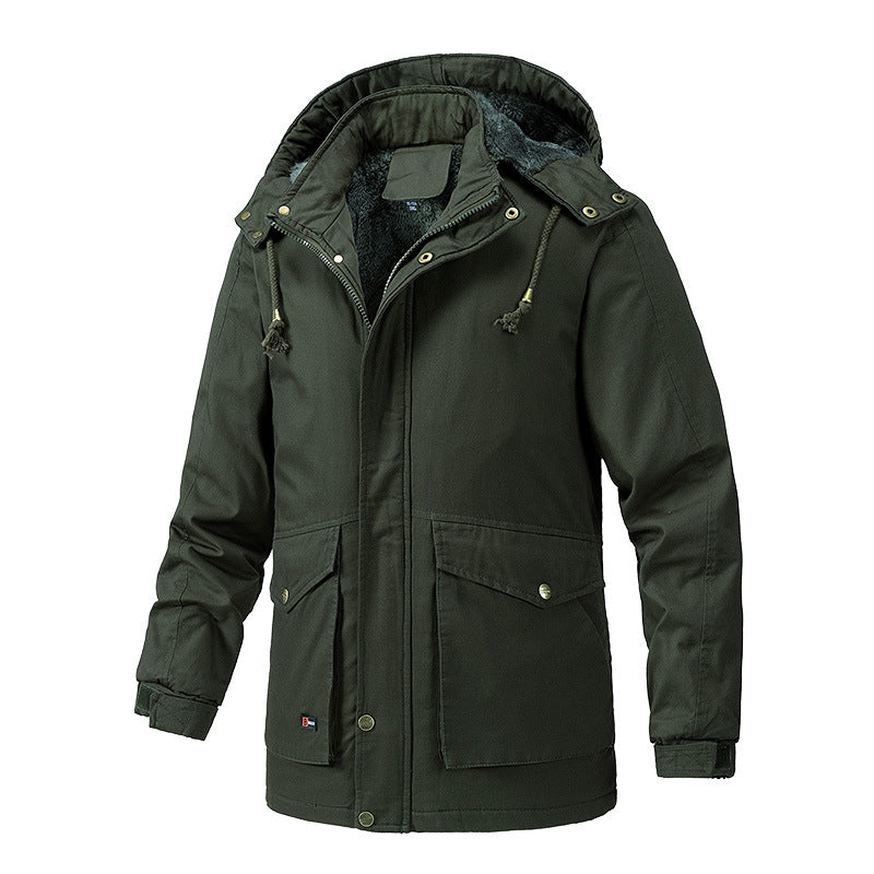 Herren Wärmegefütterte Parka-Jacke mit Kapuze und Teddyfutter Nord Taschen