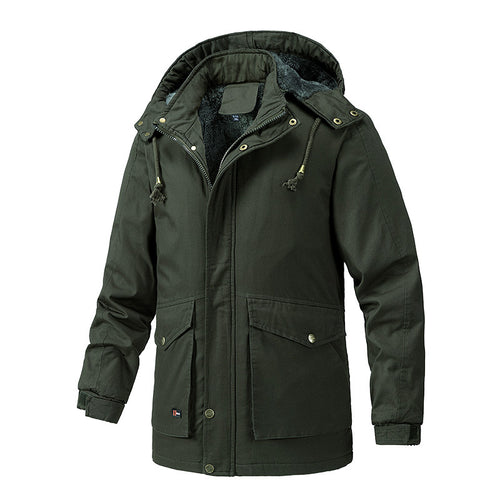 Herren Wärmegefütterte Parka-Jacke mit Kapuze und Teddyfutter Nord Taschen