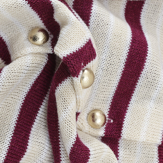 Damen Leichter Streifen-Cardigan aus Baumwollmix mit Perlmutt-Druckknöpfen und Rippbündchen Nord Taschen