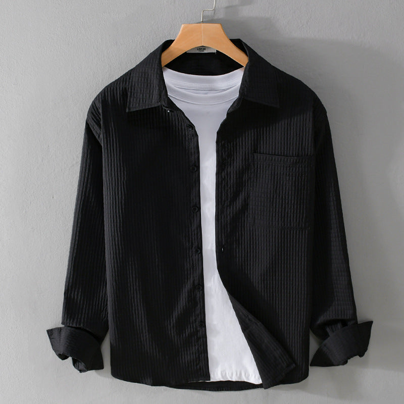 Herren Texturiertes Waffelstruktur-Overshirt mit Brusttasche und legerer Passform Nord Taschen