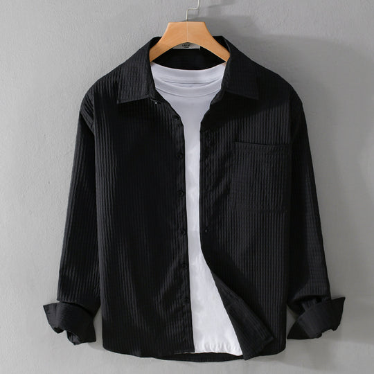 Herren Texturiertes Waffelstruktur-Overshirt mit Brusttasche und legerer Passform Nord Taschen