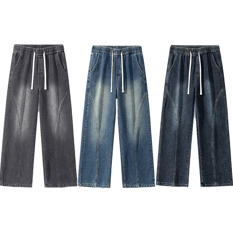 Herren Skulpturale Baggy-Denimhose mit tiefem Schritt und abgerundetem Saum Nord Taschen