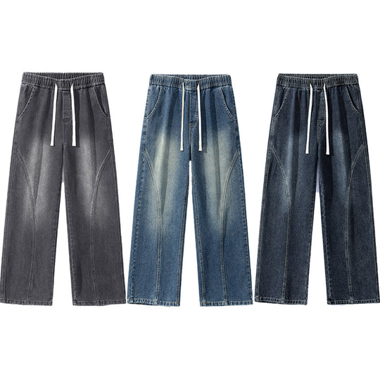 Herren Skulpturale Baggy-Denimhose mit tiefem Schritt und abgerundetem Saum Nord Taschen