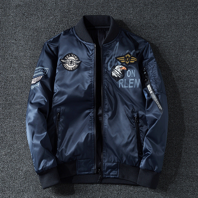 Herren Pilotenbomberjacke im Aviator-Look mit Badge-Applikationen, Ärmeltasche und gerippten Bündchen Nord Taschen