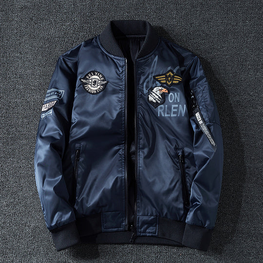 Herren Pilotenbomberjacke im Aviator-Look mit Badge-Applikationen, Ärmeltasche und gerippten Bündchen Nord Taschen