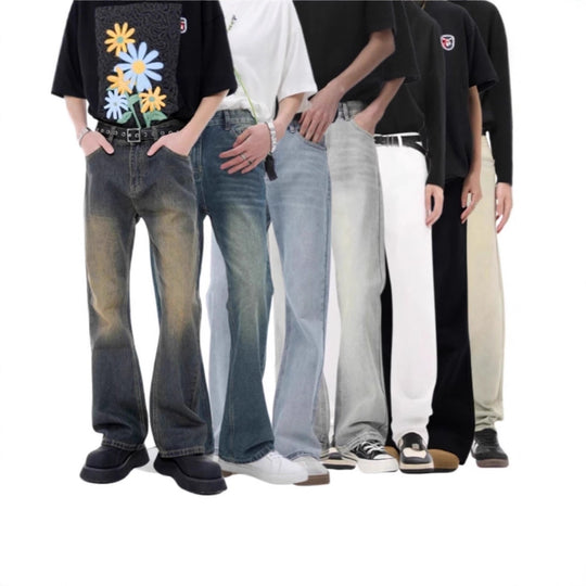 Herren Lässige Hochtaillierte Jeans Nord Taschen