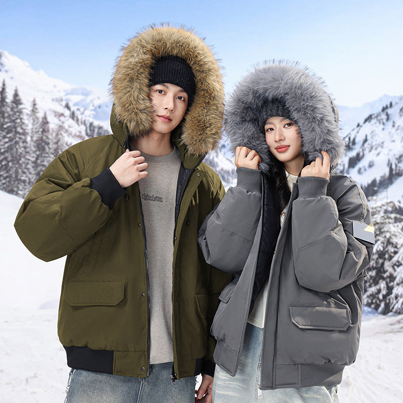 Herren Wattierter Oversize-Parka mit Kunstfellkapuze und Utility-Taschen Nord Taschen