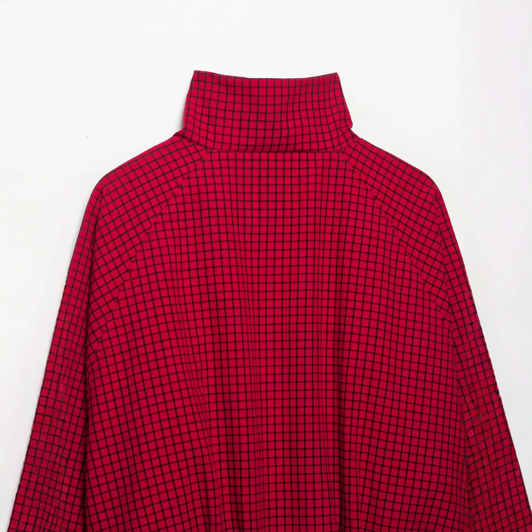 Damen Cropped Übergangsjacke mit hohem Funnelkragen, Karomuster und elastischem Saum Nord Taschen