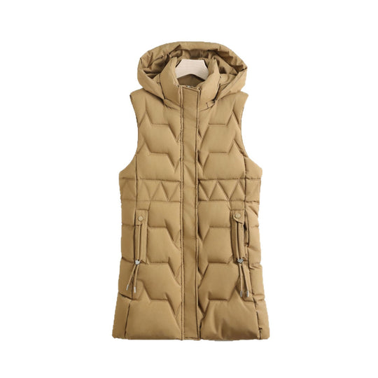 Damen nan Thermo-Steppweste mit Kapuze, Kordelzug und verdecktem Reißverschluss Nord Taschen