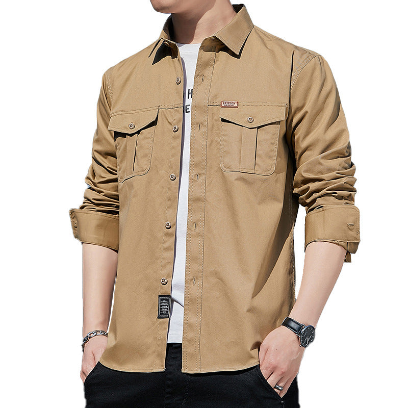 Herren leichtes Utility-Overshirt aus Baumwoll-Canvas mit Brustpattentaschen Nord Taschen