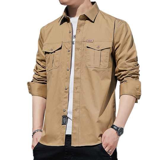 Herren leichtes Utility-Overshirt aus Baumwoll-Canvas mit Brustpattentaschen Nord Taschen