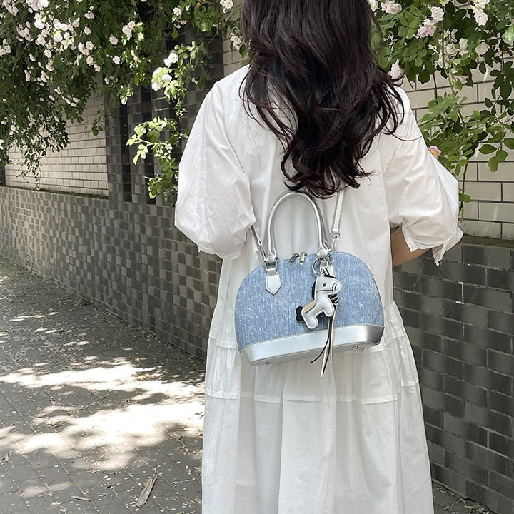 Damen Mini-Handtasche mit tierischem Anhänger und modischem Denim Nord Taschen