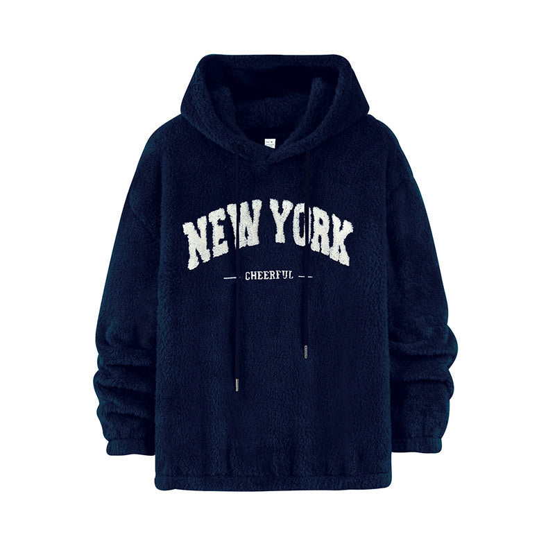 Unisex Kuscheliger Teddy-Fleece-Hoodie mit Chenille-Schriftzug Nord Taschen