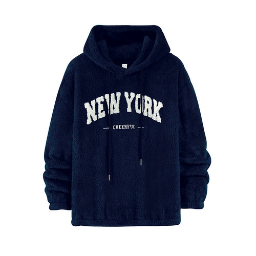 Unisex Kuscheliger Teddy-Fleece-Hoodie mit Chenille-Schriftzug Nord Taschen