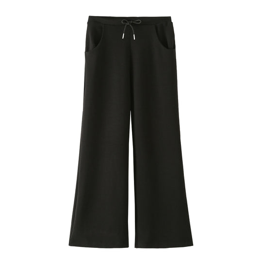Damen Weite Jersey-Hose mit hohem Bund Tunnelzug und Pattentaschen Nord Taschen