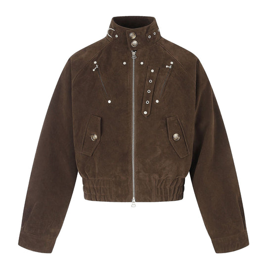 Herren Veloursleder‑Bomberjacke im Pilotenstil Nord Taschen