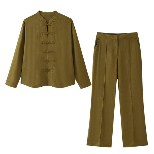 Damen Weite High‑Waist Stoffhose mit Bügelfalte und Seitentaschen Nord Taschen