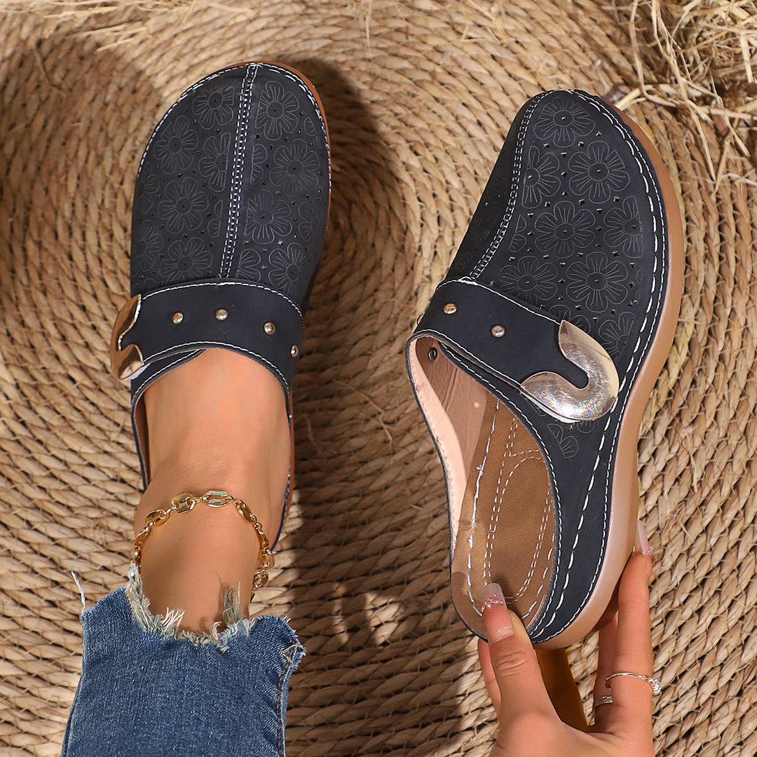 Damen Komfortable Clogs mit blumigen Verzierungen und ergonomischem Fußbett Nord Taschen