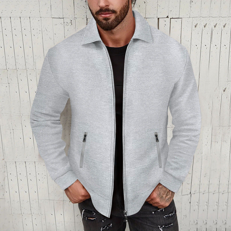 Herren modische Sweatjacke mit strukturierter Oberfläche und praktischen Reißverschlusstaschen - Vittorelli