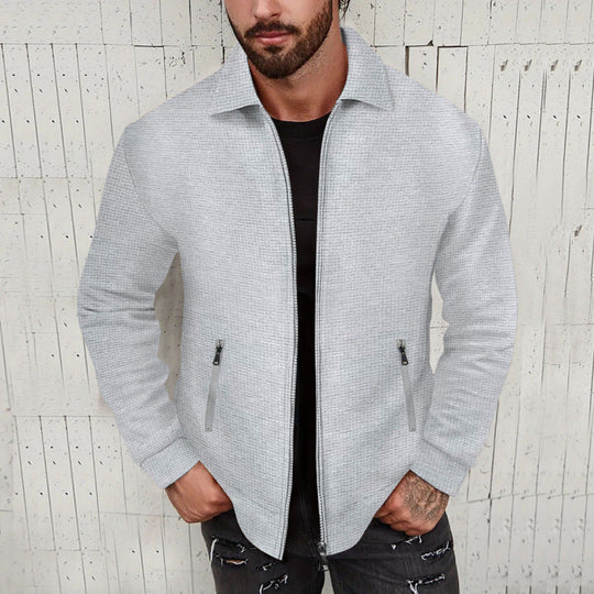 Herren modische Sweatjacke mit strukturierter Oberfläche und praktischen Reißverschlusstaschen - Vittorelli