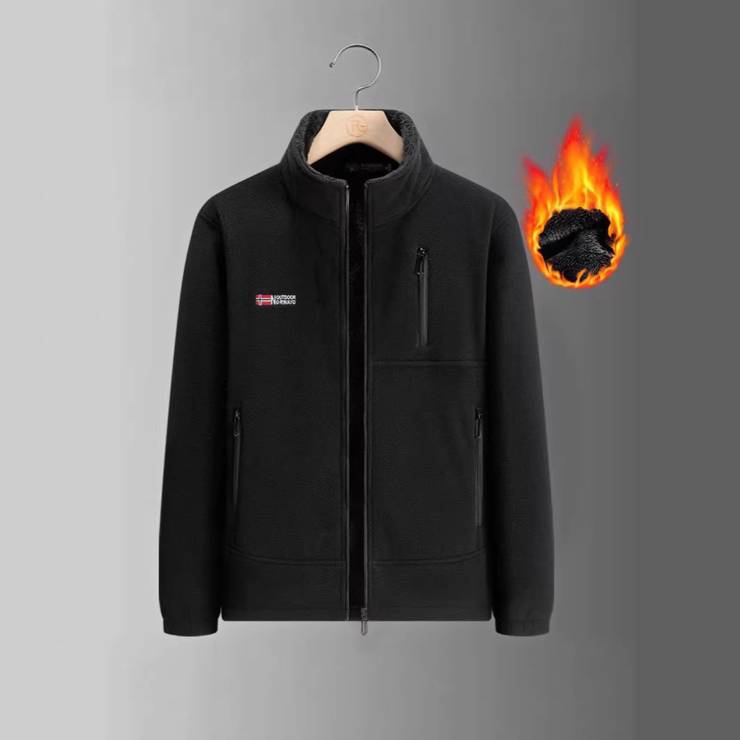 Herren Fleecejacke mit Teddyfutter, Stehkragen und mehreren Reißverschlusstaschen Nord Taschen