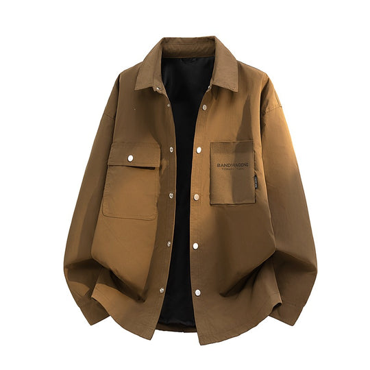 Herren Oversize-Utility-Hemdjacke mit Druckknopfleiste und großen aufgesetzten Taschen Nord Taschen