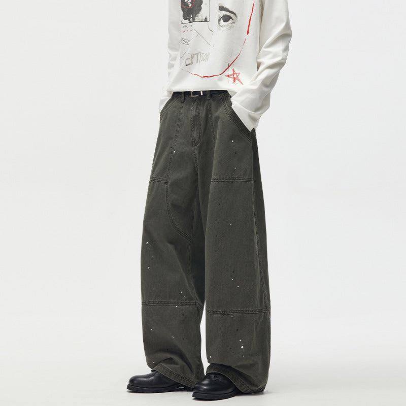 Herren Weitgeschnittene Utility‑Palazzo‑Hose aus schwerem Baumwoll‑Twill mit ergonomischen Knieabnähern Nord Taschen