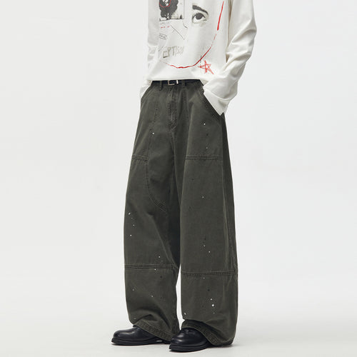Herren Weitgeschnittene Utility‑Palazzo‑Hose aus schwerem Baumwoll‑Twill mit ergonomischen Knieabnähern Nord Taschen