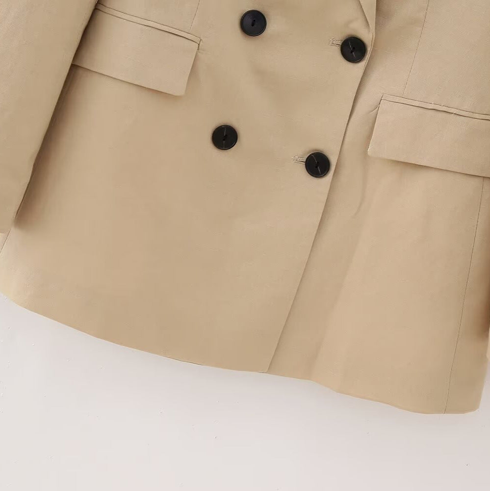 Damen Doppelreihiger Longline-Blazer mit strukturiertem Tailoring und verlängertem Saum Nord Taschen