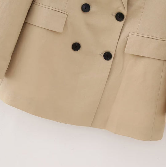 Damen Doppelreihiger Longline-Blazer mit strukturiertem Tailoring und verlängertem Saum Nord Taschen