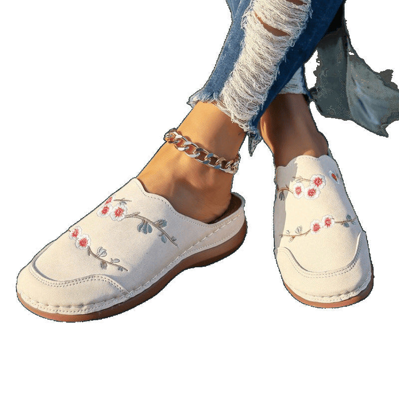 Damen geschlossene Clogs mit floralem Design und komfortablem Fußbett