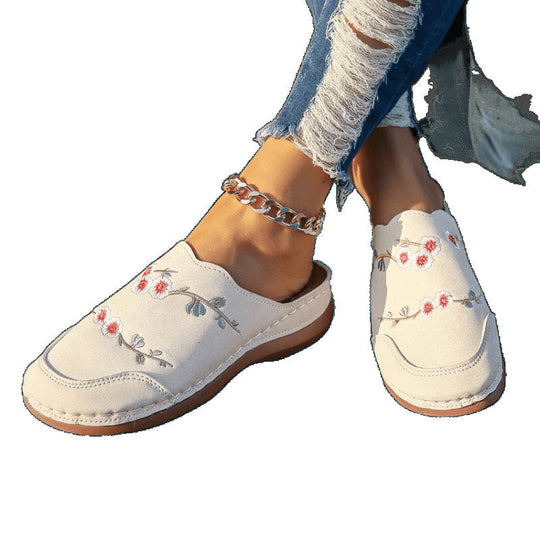 Damen geschlossene Clogs mit floralem Design und komfortablem Fußbett