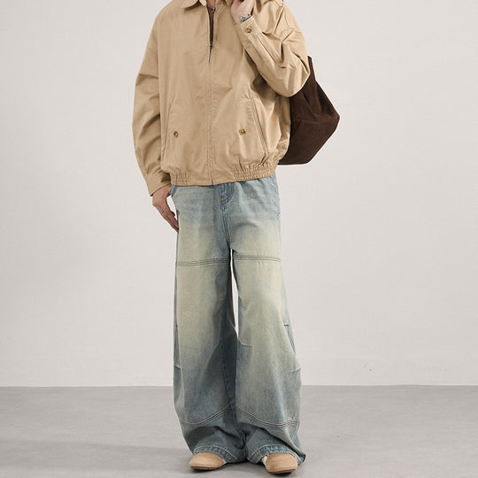 Herren Superweite Denim-Palazzo-Hose mit segmentierten Nähten und voluminöser Silhouette Nord Taschen