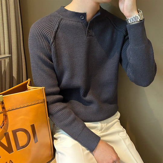 Herren Feinstrick-Henley-Pullover mit Raglanärmeln und feiner Rippstruktur Nord Taschen