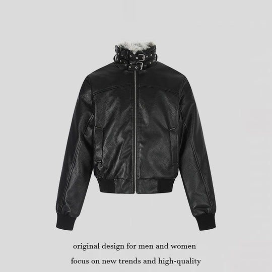 Damen taillierte Kurzjacke mit hohem Nackenriegel, Kunstfellbesatz und Rippbündchen Nord Taschen