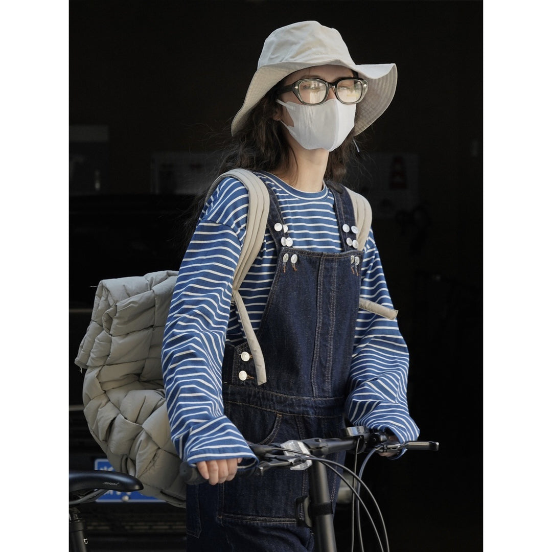 Damen Weite Denim-Latzhose im Baggy-Stil mit verstellbaren Trägern Nord Taschen