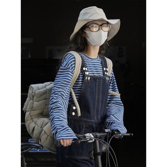 Damen Weite Denim-Latzhose im Baggy-Stil mit verstellbaren Trägern Nord Taschen