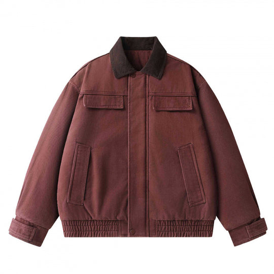 Herren Oversized Canvas-Blouson mit Cordkragen, verdeckter Frontleiste und gerafftem Saum Nord Taschen