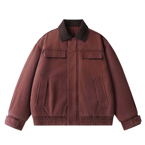Herren Oversized Canvas-Blouson mit Cordkragen, verdeckter Frontleiste und gerafftem Saum Nord Taschen