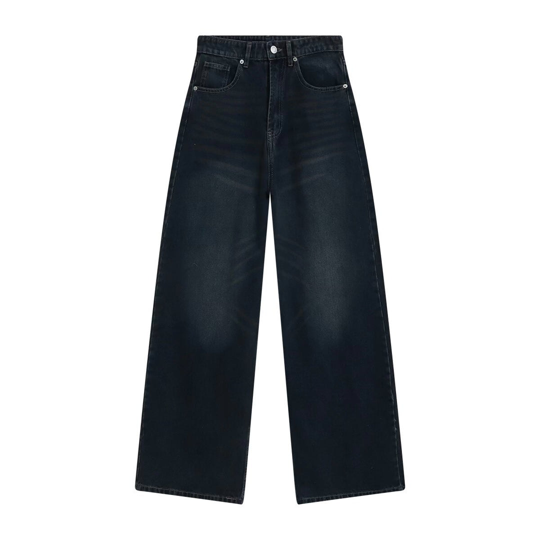 Damen High-Waist Denim-Jeans mit weitem Bein und Fünf-Taschen-Design Nord Taschen