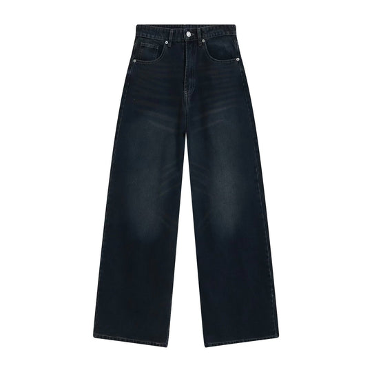 Damen High-Waist Denim-Jeans mit weitem Bein und Fünf-Taschen-Design Nord Taschen