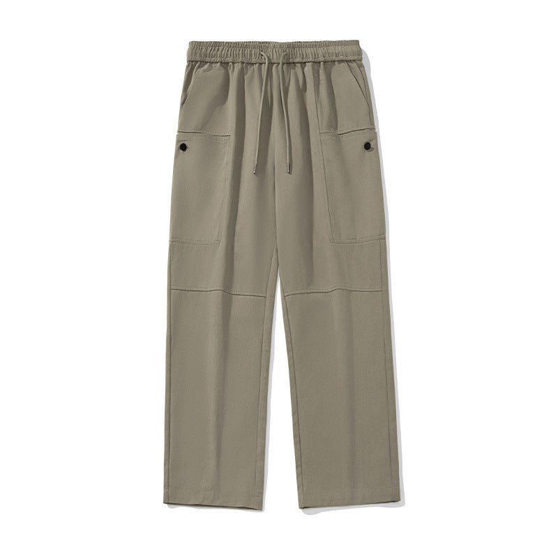 Unisex Weite Relaxed-Cargo-Palazzo-Hose mit elastischem Kordelbund und aufgesetzten Knopf-Taschen Nord Taschen