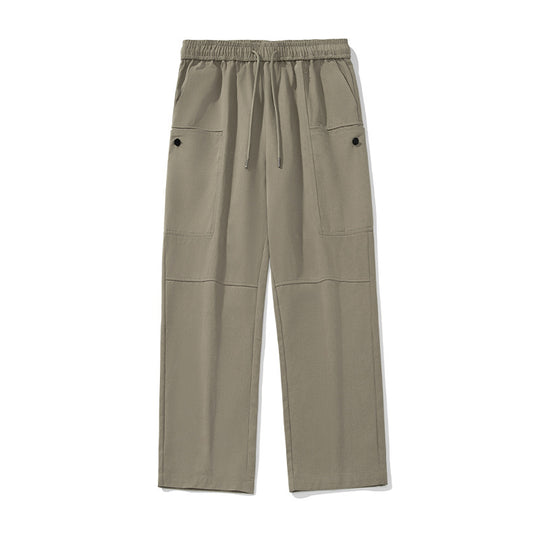Unisex Weite Relaxed-Cargo-Palazzo-Hose mit elastischem Kordelbund und aufgesetzten Knopf-Taschen Nord Taschen