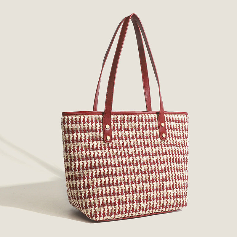 Damen Einkaufstasche mit eleganter Henkeldesign und handgewebtem Muster Nord Taschen