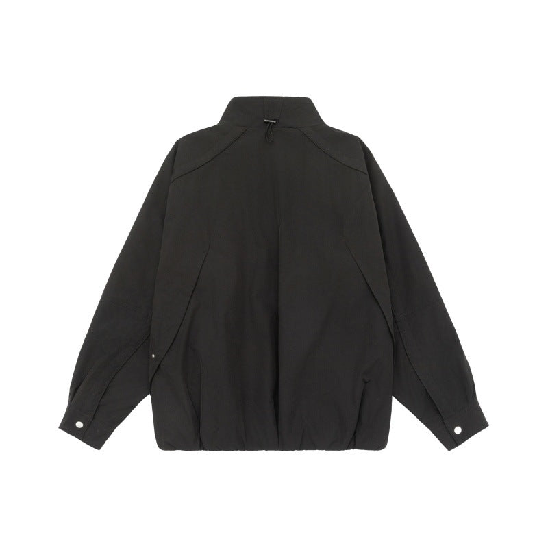 Damen Leichte Raglan-Bomberjacke mit Stehkragen und elastischem Saum Nord Taschen