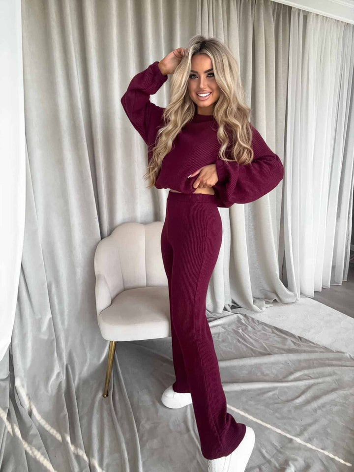 Damen Strickanzug mit lässigem Oversized-Schnitt und weiten Beinen Nord Taschen